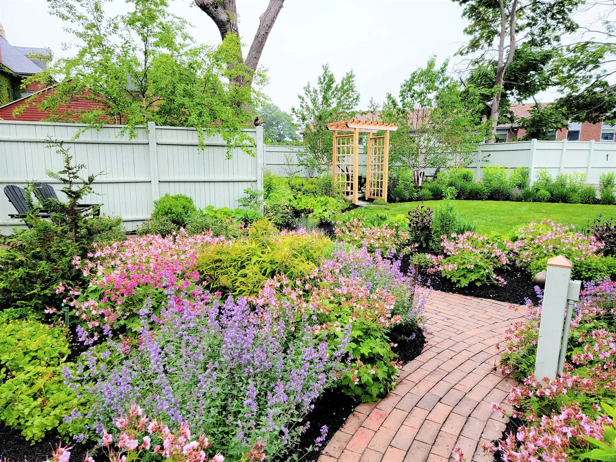 The flower-filled private garden at The Skolfield